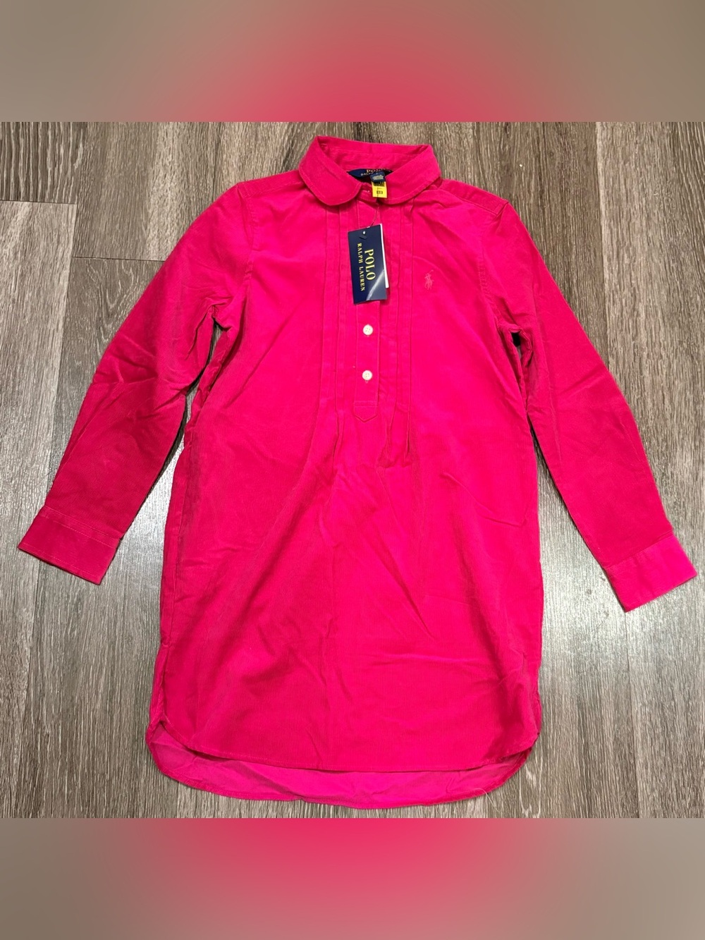 Polo Ralph Lauren Girls Corduroy Shirt Dress in Pink Size 7 New with Tags